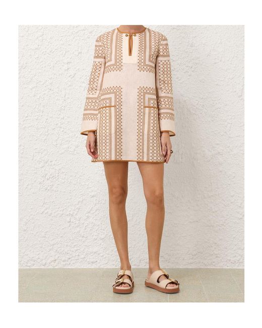 Zimmermann Natural Tunic Mini Dress