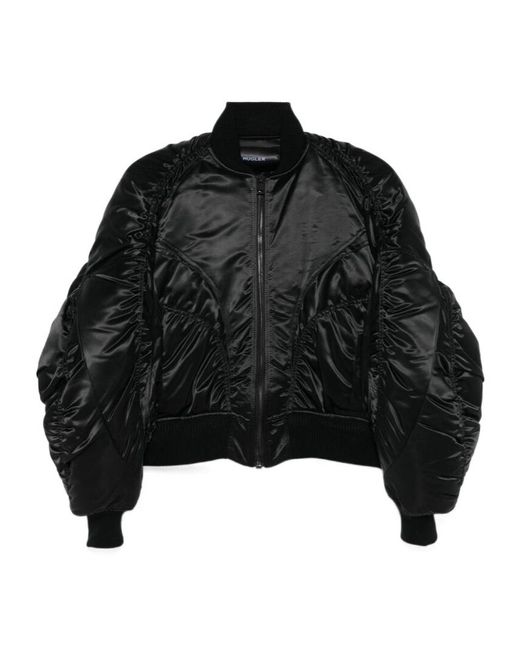 Mugler Black Satin Bomber Jacket