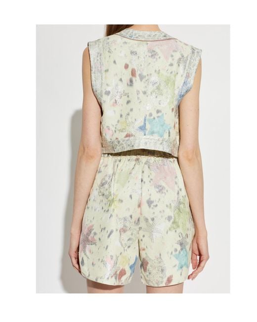 Forte_forte White Floral-Print Sleeveless Waistcoat