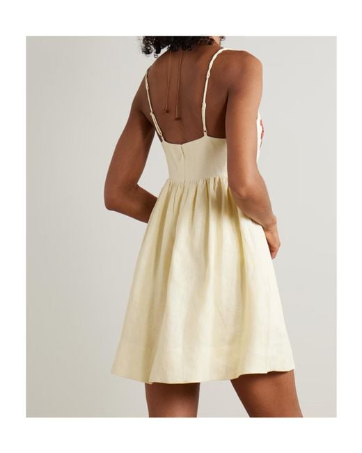 Farm Rio Natural Coconut Tree Embroidered Mini Dress