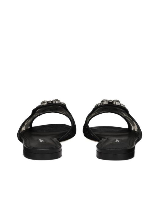 Dolce & Gabbana Black Bianca Lace Detailed Sandals