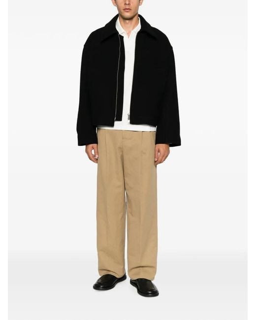 Studio Nicholson Black Zip-Up Spread-Collar Shirt Jacket for men