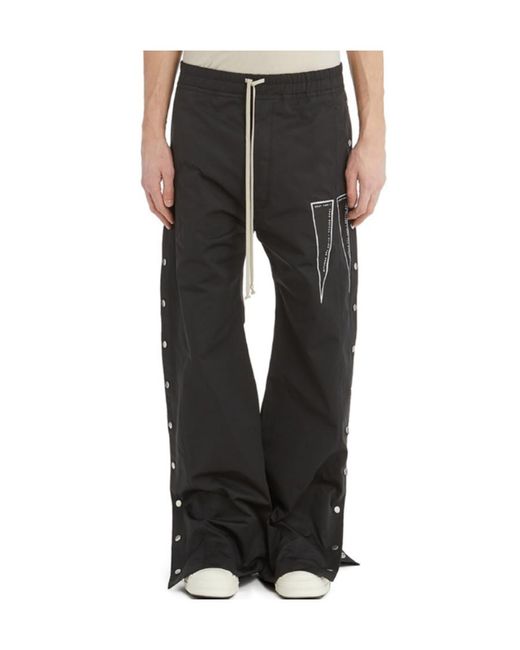 Rick Owens Black Logo-Print Drawstring Trousers for men