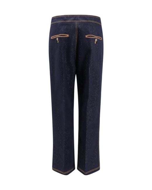 Etro Blue Straight-Leg Stitched Jeans