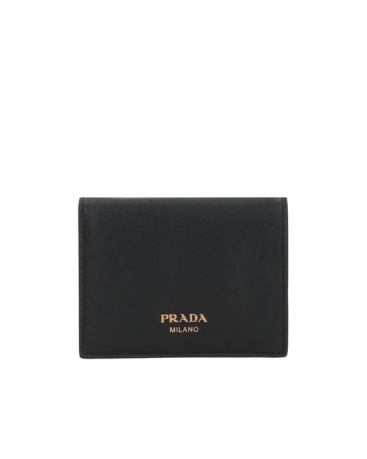 Prada Black Logo-Stamp Bi-Fold Wallet