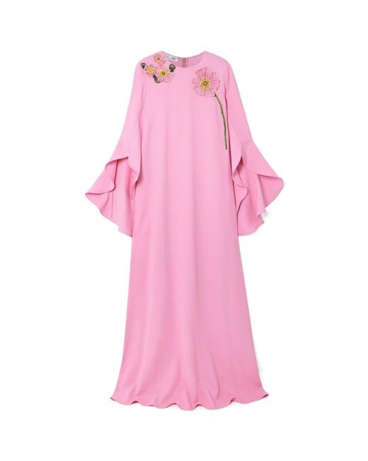 Oscar de la Renta Pink Decal Stretch Dress