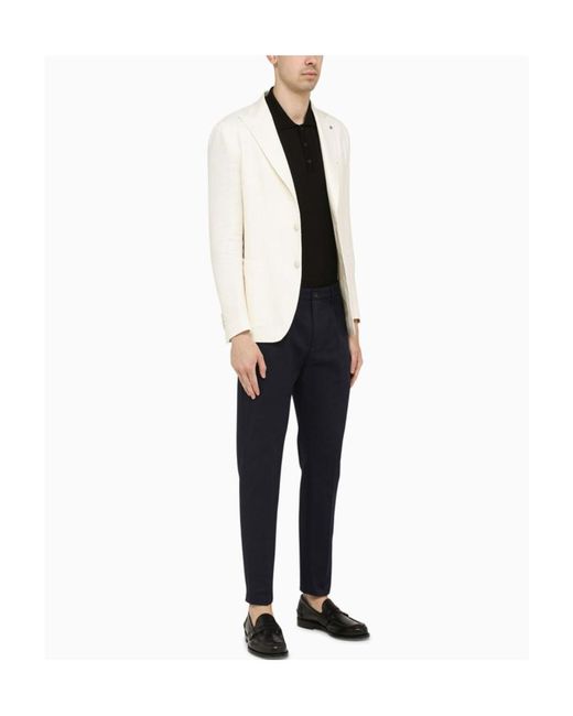 Tagliatore White Herringbone-Pattern Blazer for men