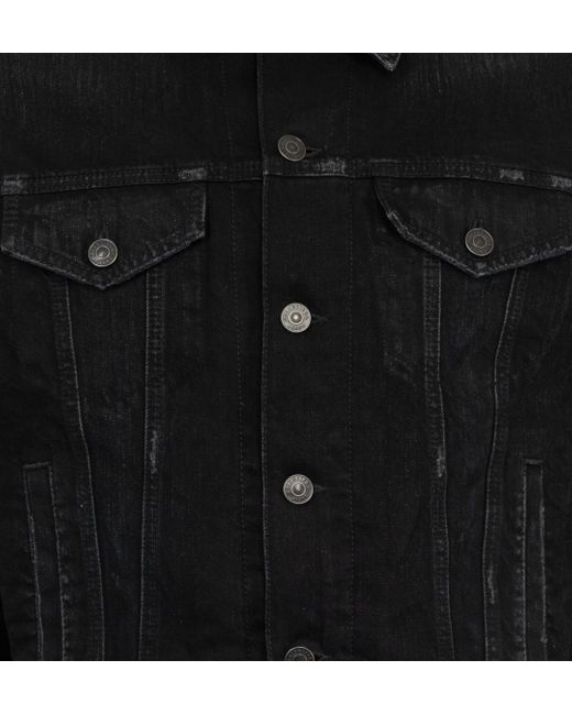 Balenciaga Black Collared Button-Up Denim Jacket