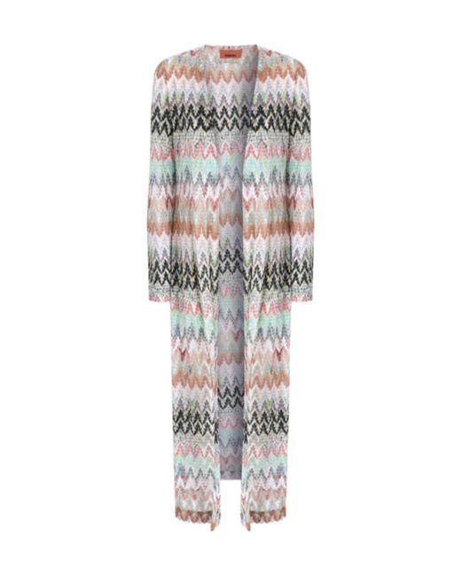 Missoni White Zigzag Long Cardigan