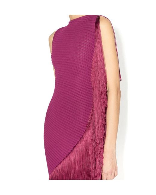 Alaïa Purple Asymmetric Fringed Dress