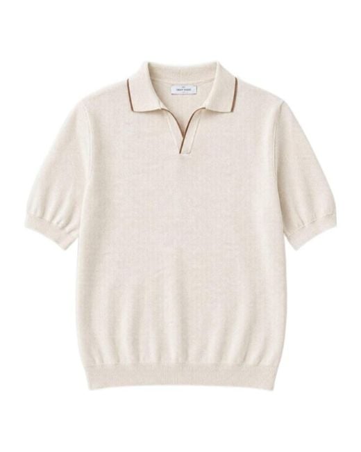 Gran Sasso White Short-Sleeved V-Neck Polo Shirt for men
