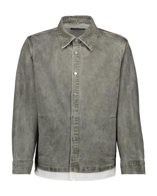 IRO Gray Celino Washed Button-Up Denim Shirt for men