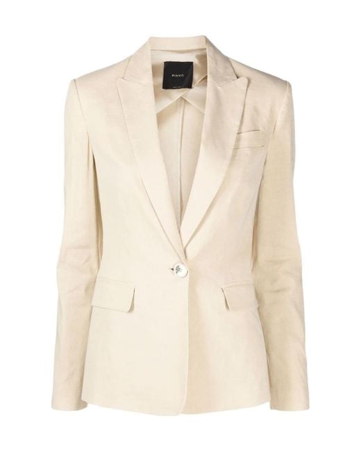 Pinko Natural Single-Breasted Tailored Blazer