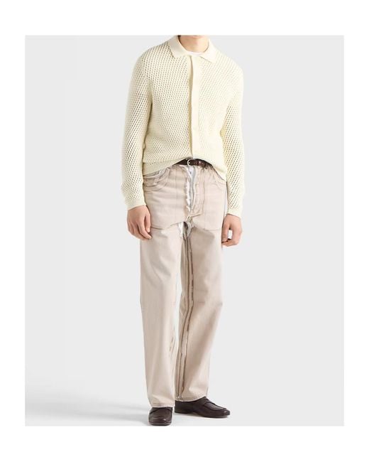 Prada Natural Linen And Cotton Cardigan for men