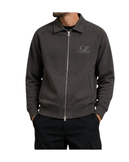 C P Company Black Pure Cotton Zip-Up Jacket for men