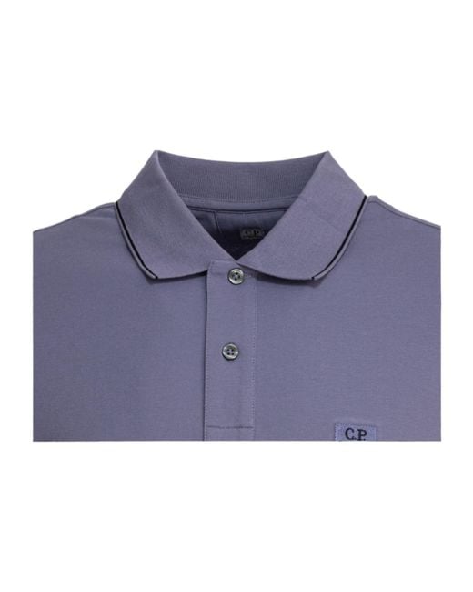 C P Company Blue Double-Button Polo Shirt for men