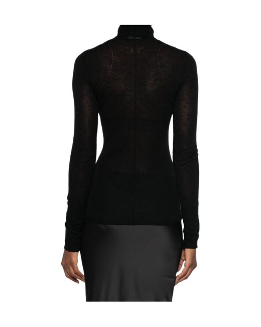 Elisabetta Franchi Black Sheer Turtleneck Knitted Sweater