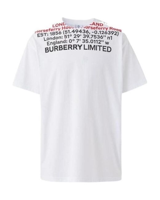 Burberry White Location-Print T-Shirt for men