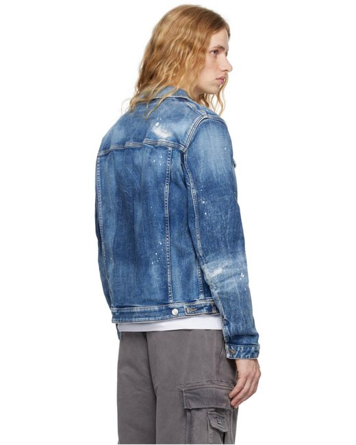 DSquared² Blue Distressed Denim Jacket for men