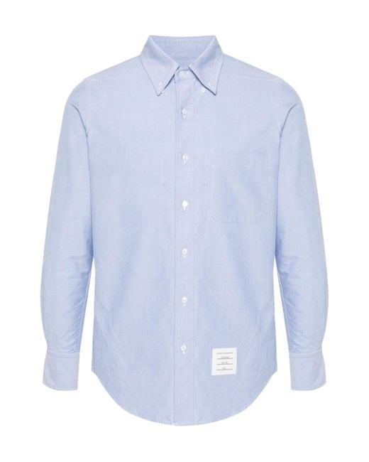 Thom Browne Blue Oxford Long Sleeved Shirt for men
