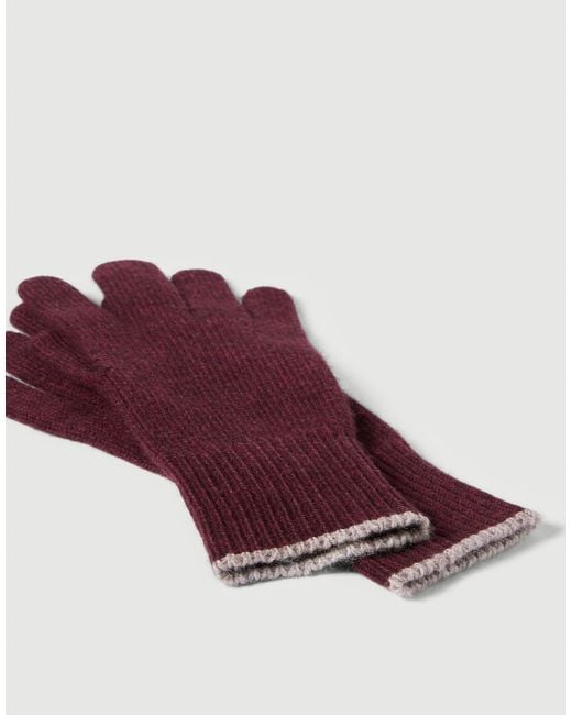 Brunello Cucinelli Purple Cashmere-Knit Gloves for men