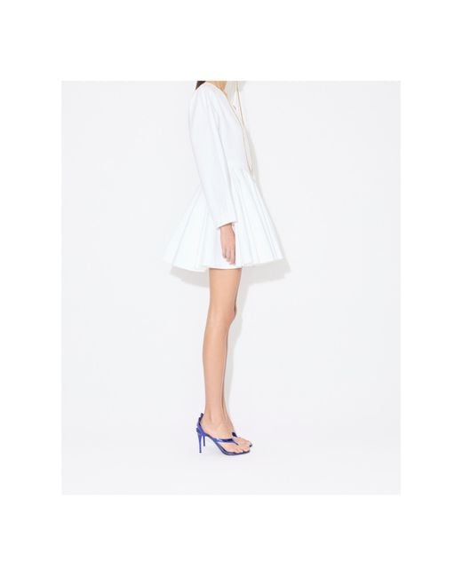 Alaïa White Alaïa Asymmetrical V-Neck Short Dress