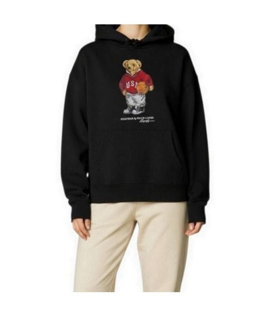 Ralph Lauren Black Polo Bear Printed Hoodie