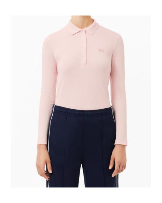 Lacoste Pink Piqué Stretch Polo Top
