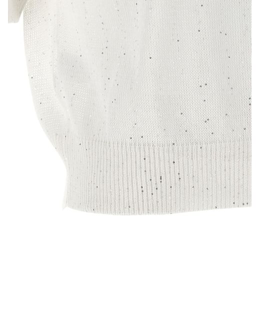 Brunello Cucinelli White Sequin Sweater