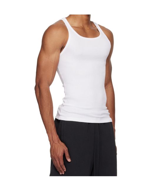 Skims White Cotton Rib Tank 3-Pack for men