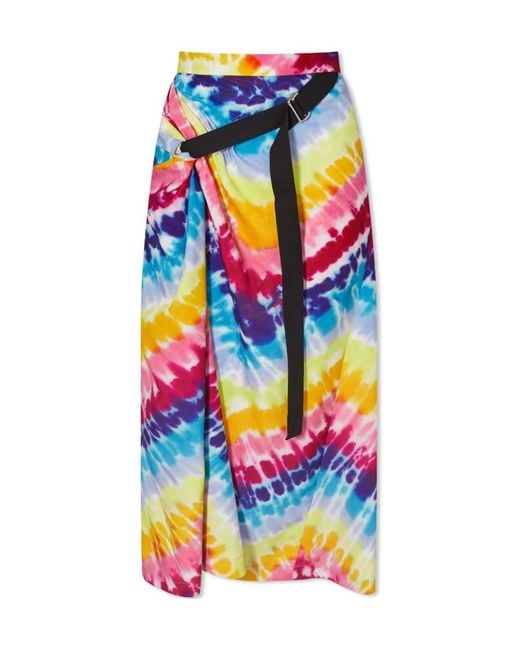 KENZO White Tie-Dye High Waist Midi Skirt