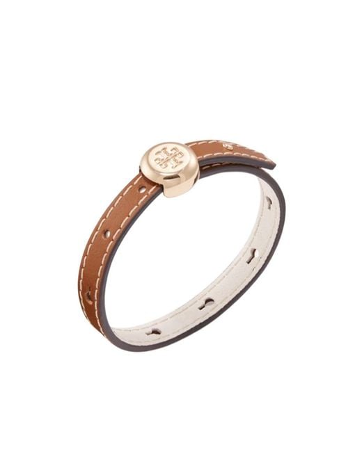 Tory Burch White Icon Leather Bracelet