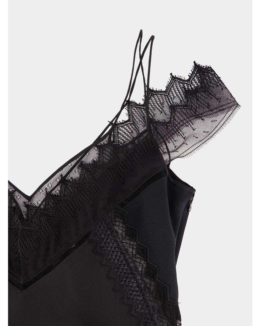 Tom Ford Black Lace-Trim Satin Top