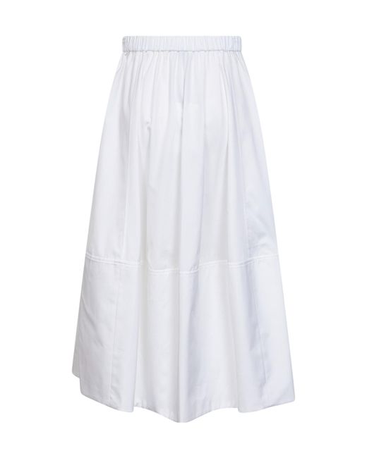 Co. White Tiered Gathered Midi Skirt