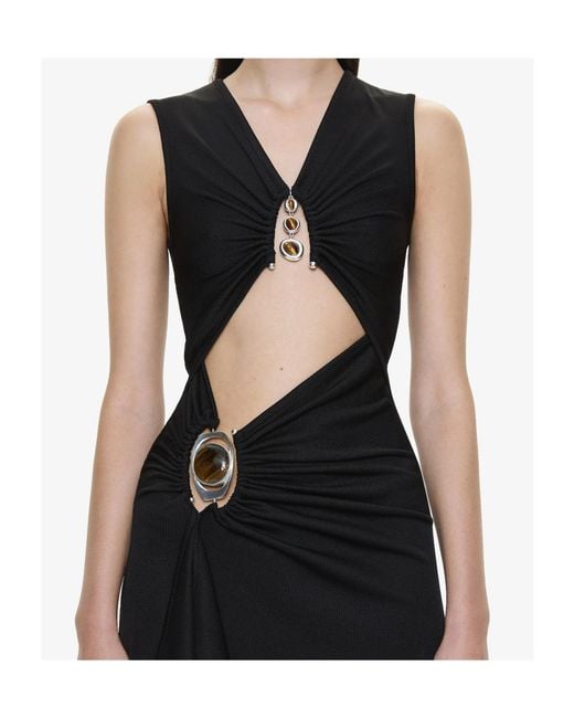 christopher esber black cut out dress Embellished cutout layered stretch-jersey maxi dress - black