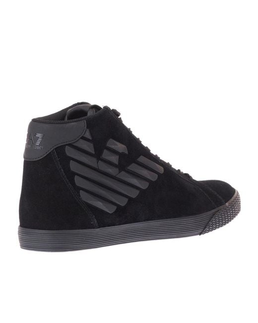 EA7 Blue Lace-Up High-Top Sneakers for men