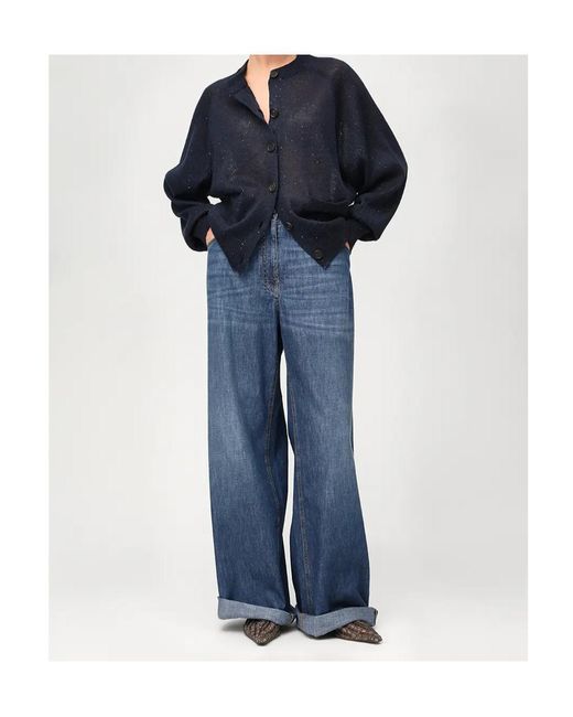 Brunello Cucinelli Blue Long-Sleeve Cardigan