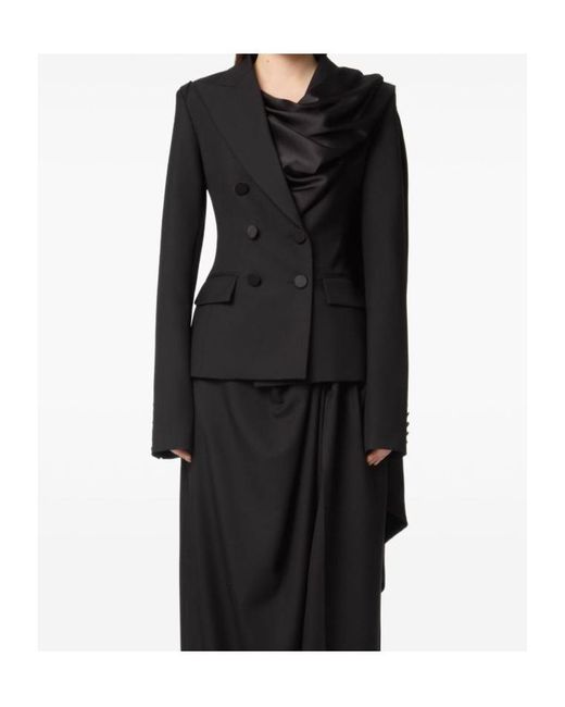 Nina Ricci Black Draped-Scarf Blazer