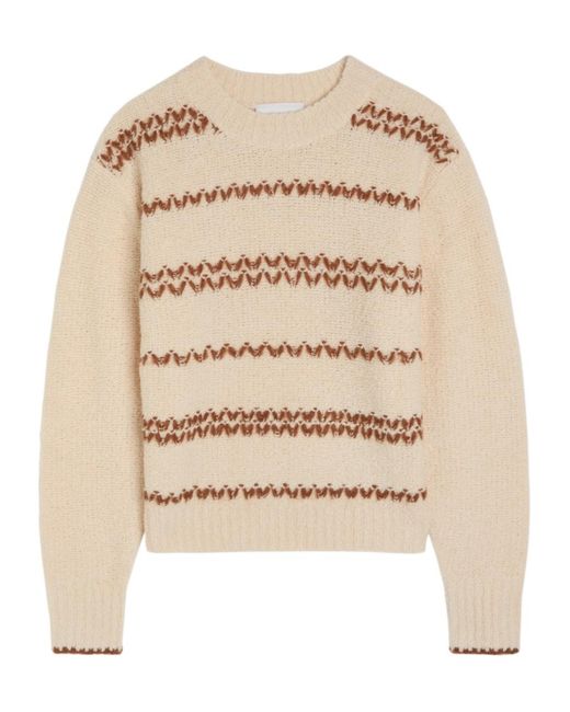 Isabel Marant Natural Roxane Embroidered Wool-Blend Jumper