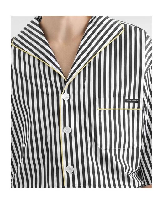 Dolce & Gabbana Gray Striped Poplin Shirt for men