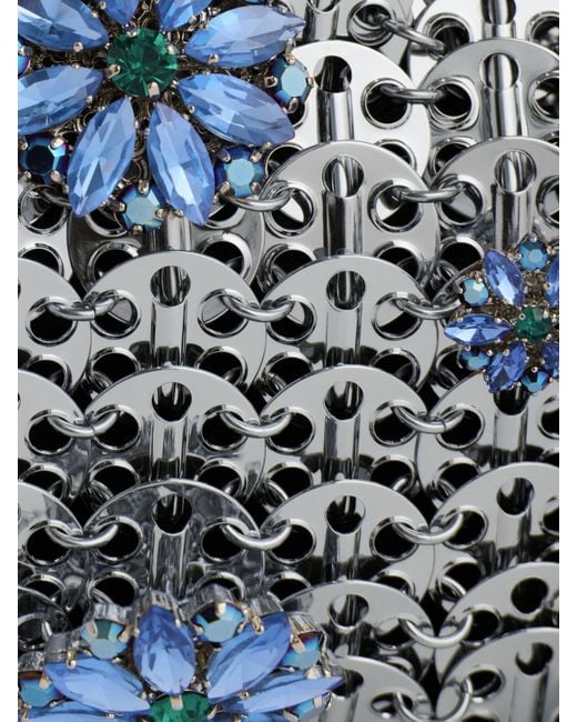 Rabanne Metallic Rabanne Floral Strass Mesh Shoulder Bag