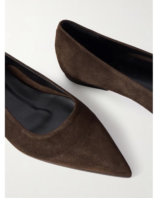 Aeyde Brown Solid Color Suede Ballet Flats