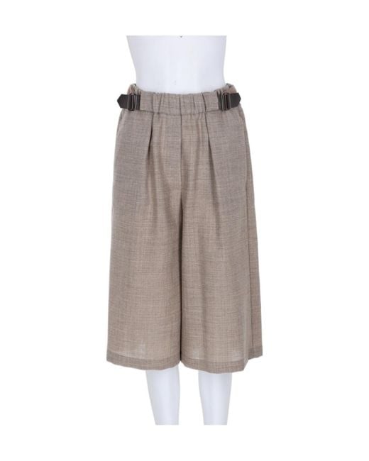 Alysi Gray Pleated Wide-Leg Shorts