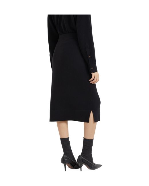 Brunello Cucinelli Black Cashmere Midi Skirt