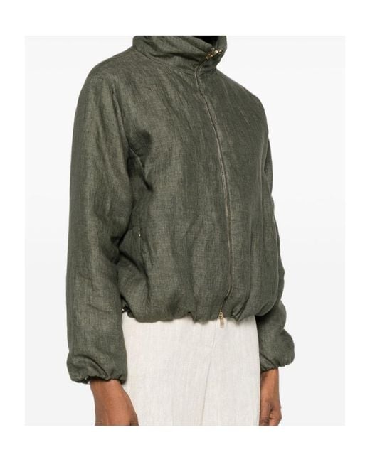 Herno Green High-Neck Zip-Up Jacket