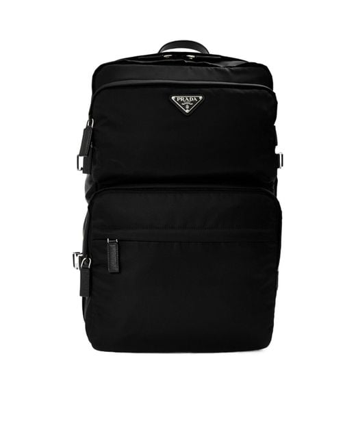 Prada Black Triangular Logo Backpack for men