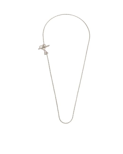 AMI White Ami De Coeur 2-In-1 Logo Charm Necklace