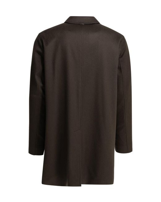 Herno Black Single-Breasted Cashmere Coat for men