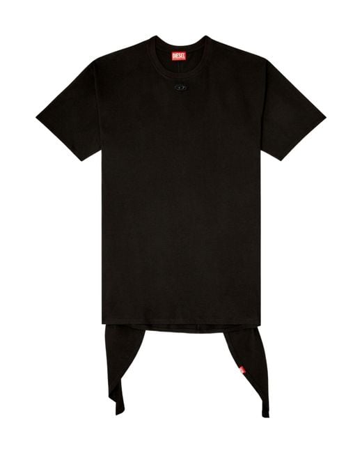DIESEL Black D-Eivor Tie Front T-Shirt Dress
