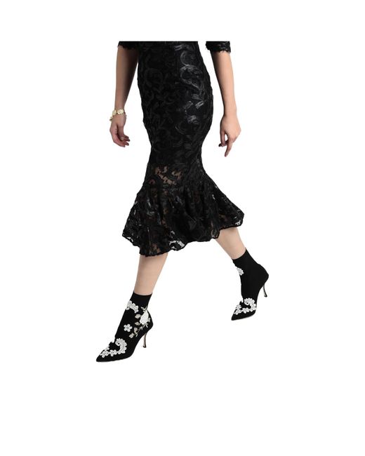 Dolce & Gabbana Black Print Ankle Boots